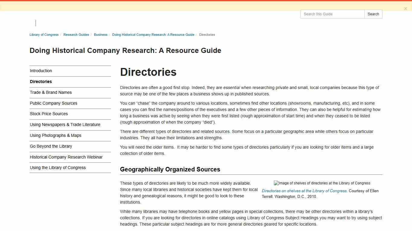 Directories - Doing Historical Company Research: A Resource Guide - Research Guides at Library of Congress