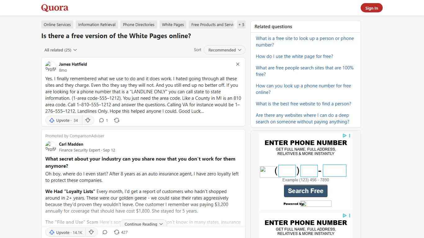 Is there a free version of the White Pages online? - Quora